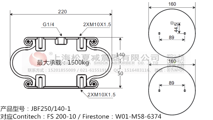 JBF250/140-1橡膠<a href='http://cddo.cn/' target='_blank'><u>空氣彈簧</u></a>