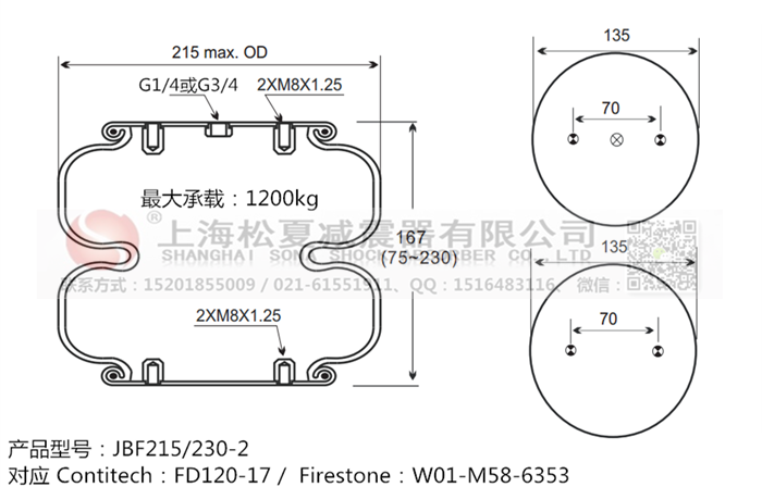 JBF215/230-2橡膠<a href='http://cddo.cn/' target='_blank'><u>空氣彈簧</u></a>