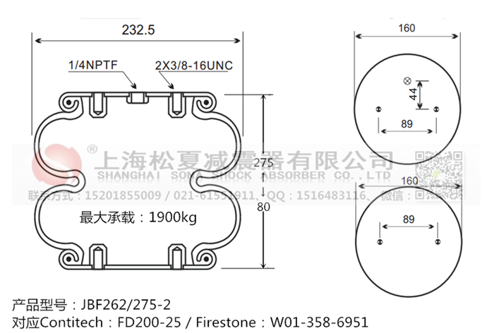 JBF262/275-2橡膠<a href='http://cddo.cn/' target='_blank'><u>空氣彈簧</u></a>