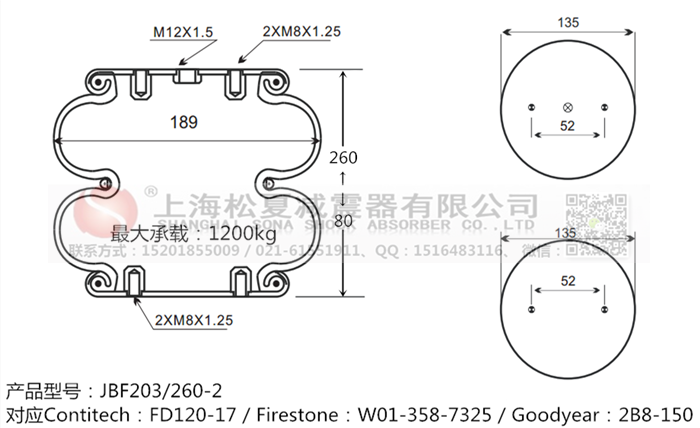 JBF203/260-2橡膠<a href='http://cddo.cn/' target='_blank'><u>空氣彈簧</u></a>